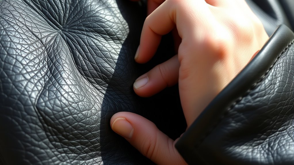 authentic leather has uneven grain