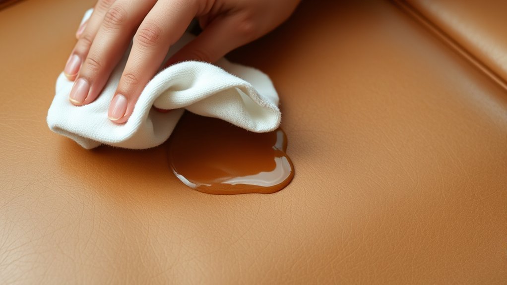 blot coffee spill promptly