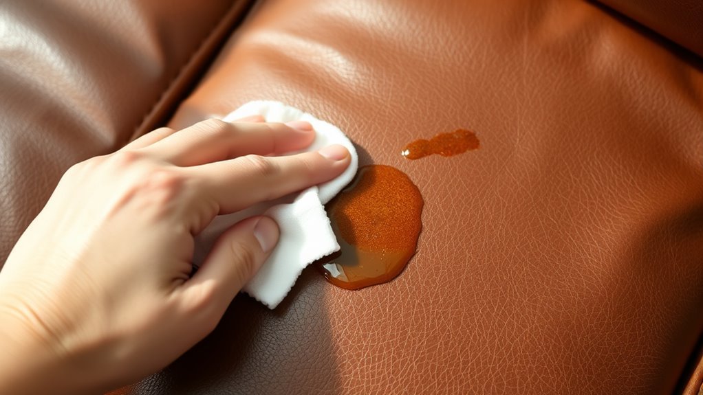 blot grease immediately gently