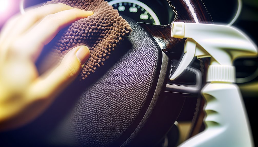 clean leather steering wheel