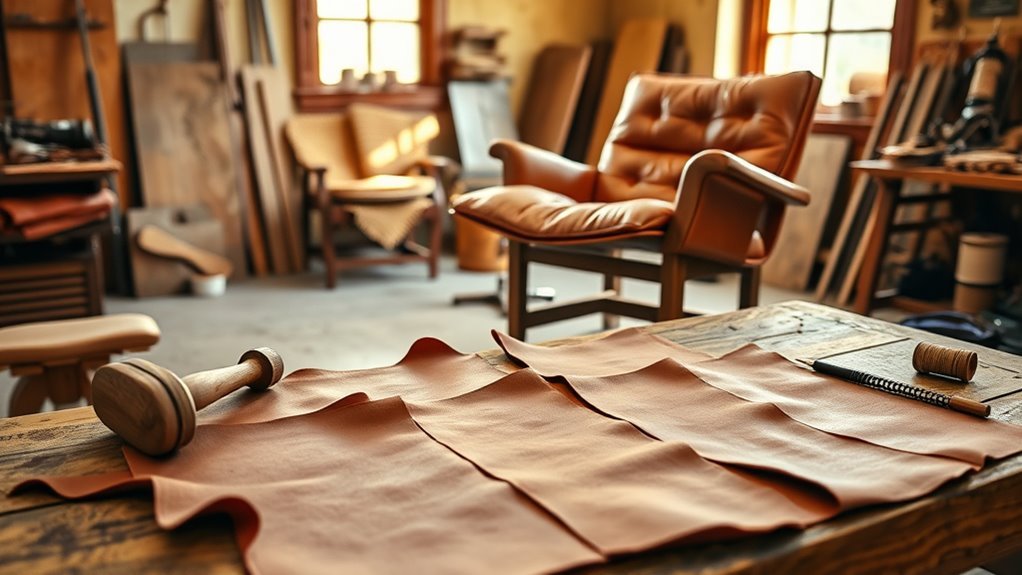 constructing leather chair ottoman