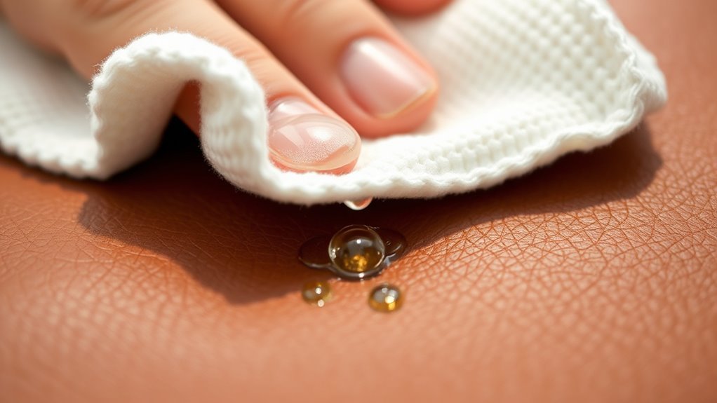 gently blot excess oil