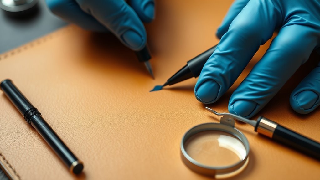 identify leather and ink