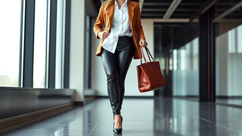polished leather office attire
