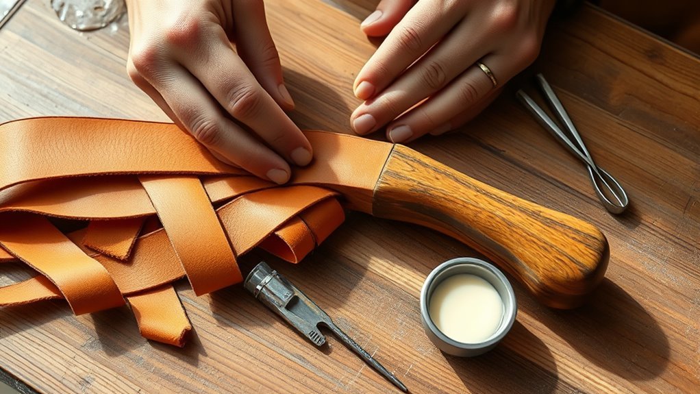 prepare handle and leather