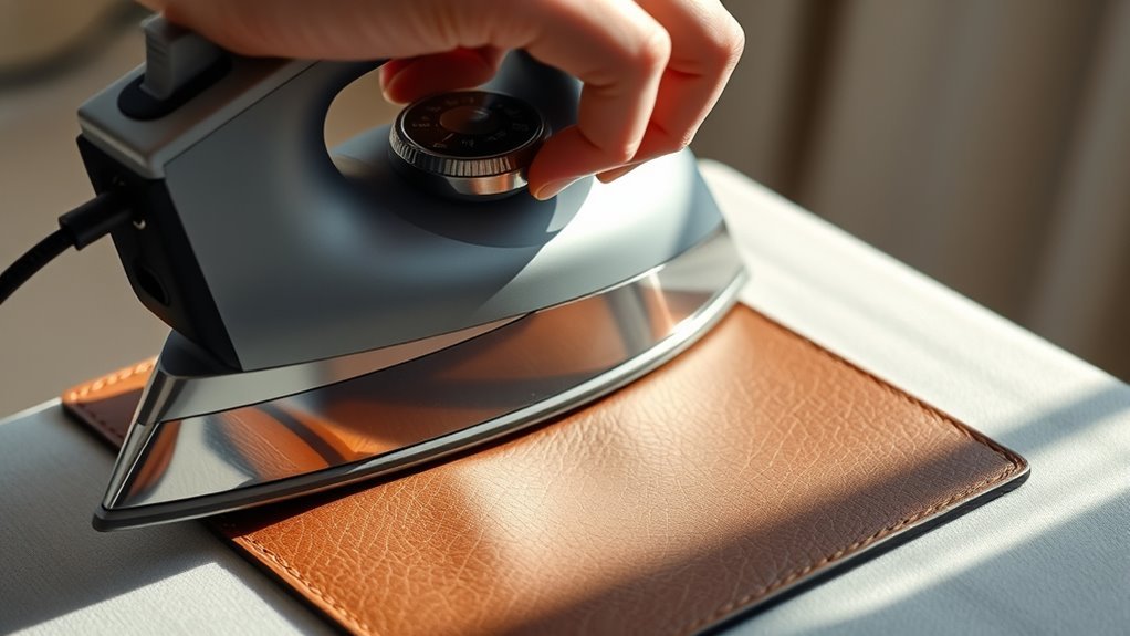 set iron to medium heat