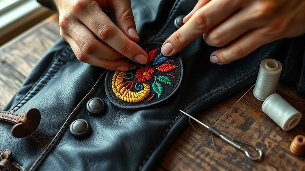 sew patch onto leather