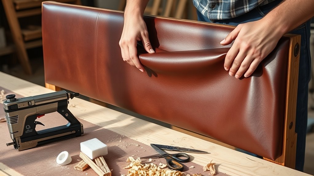 upholstering leather headboard steps